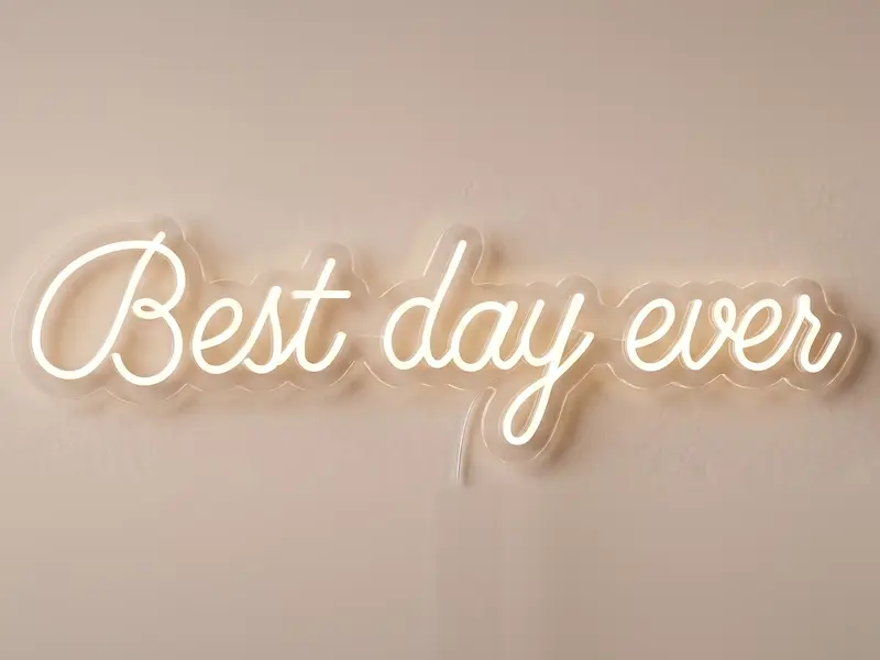 Neon LED Best day ever, 113 × 17 cm