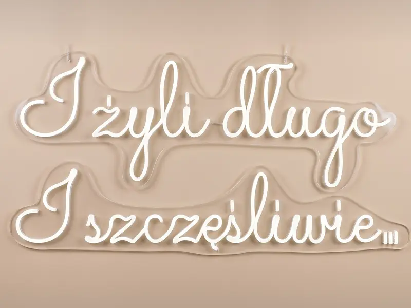 Neon LED I żyli długo i szczęśliwie, 90 × 45 cm