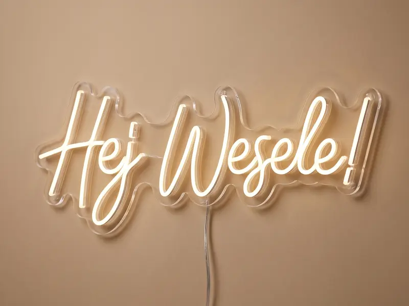Neon LED Hej wesele, 100 × 30 cm