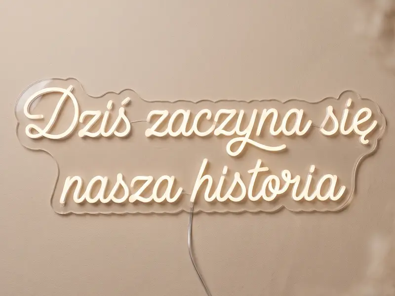 Neon LED Dziś zaczyna się nasza historia, 110 × 40 cm