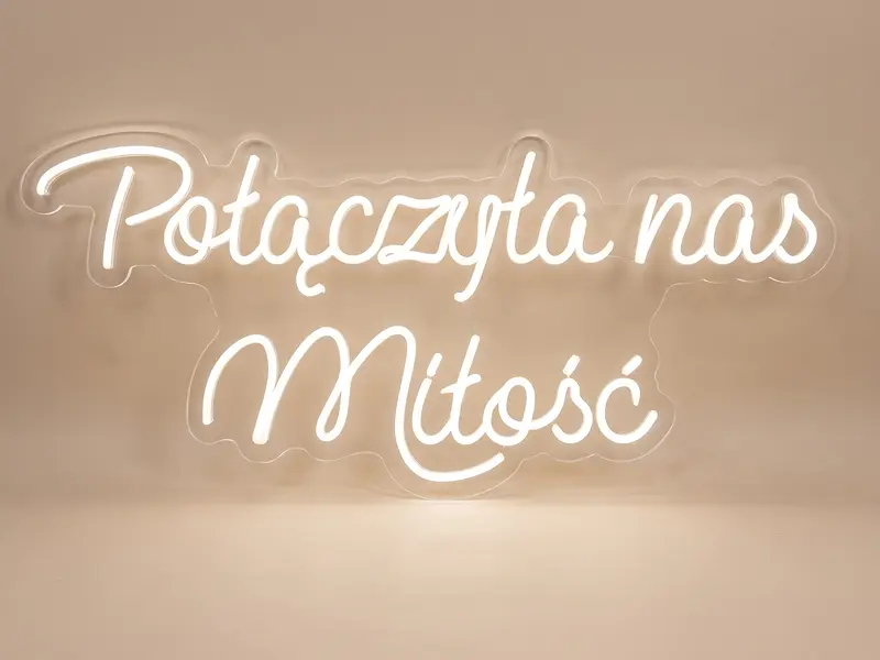 Neon LED Połączyła nas miłość, 105 × 30 cm