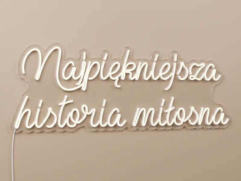 Neon LED Najpiękniejsza historia miłosna, 95 × 40 cm