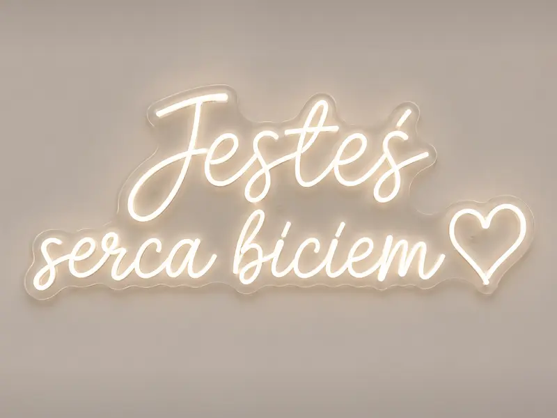 Neon LED Jesteś serca biciem <3, 104 × 48 cm