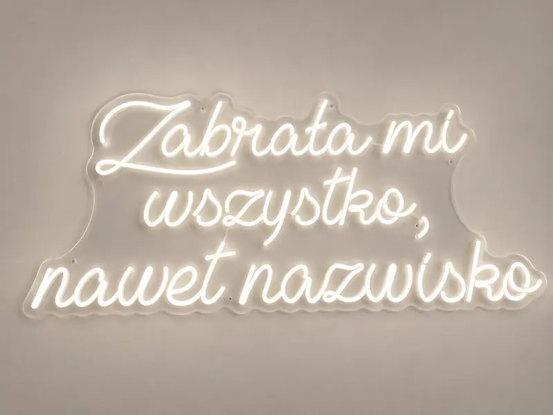 Neon LED Zabrała mi wszystko, nawet nazwisko!, 115 × 57 cm