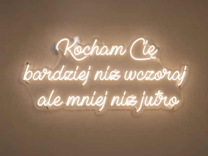 Neon LED Kocham Cię bardziej niż wczoraj…, 103 × 50 cm
