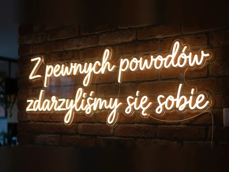 Neon LED Z pewnych powodów zdarzyliśmy się sobie, 105 × 40 cm