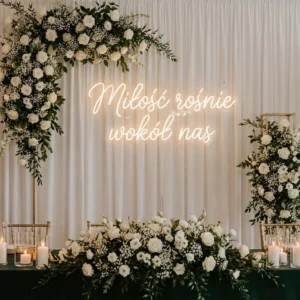 eon na zieloną ściankę Miłość rośnie wokół nas – dekoracja boho 110x50cm