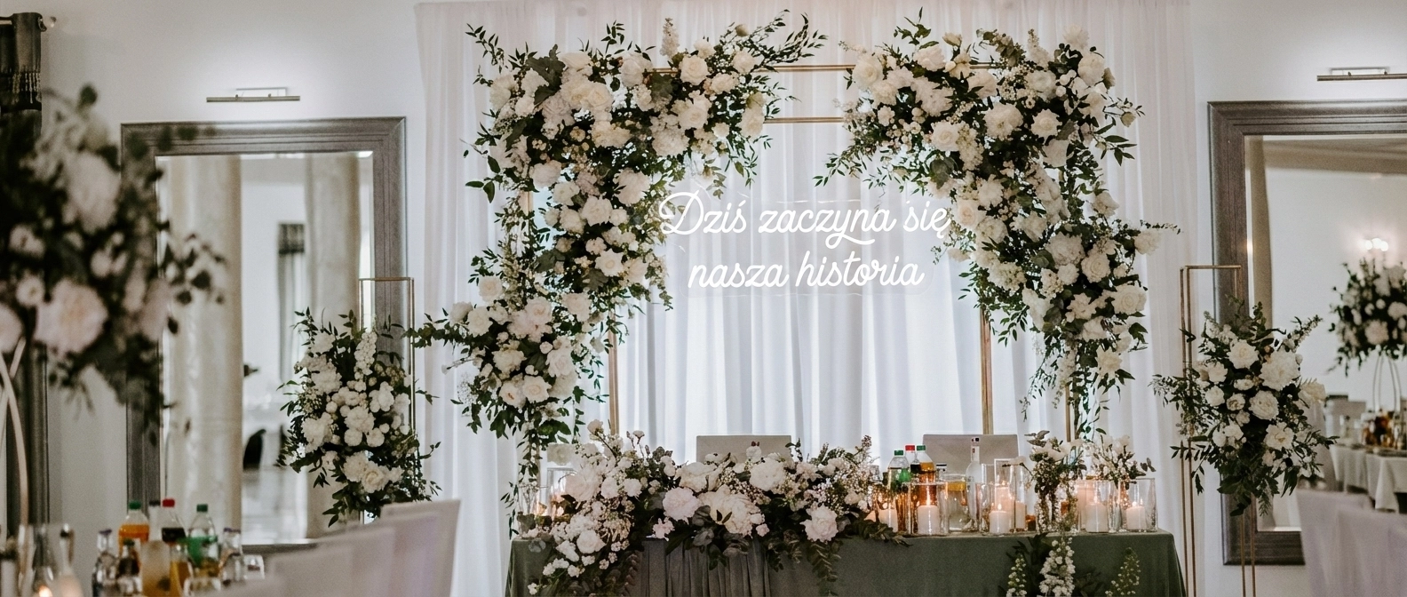 Romantyczny neon na wesele Dziś zaczyna się nasza historia – 110x45cm