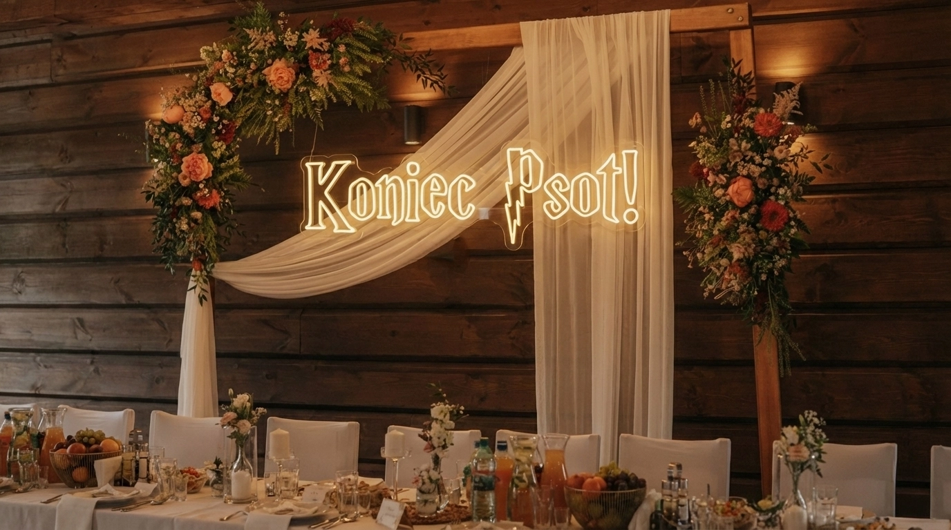 Neon Koniec Psot nawiązanie do Mapy Huncwotów – Harry Potter wesele 110x30cm