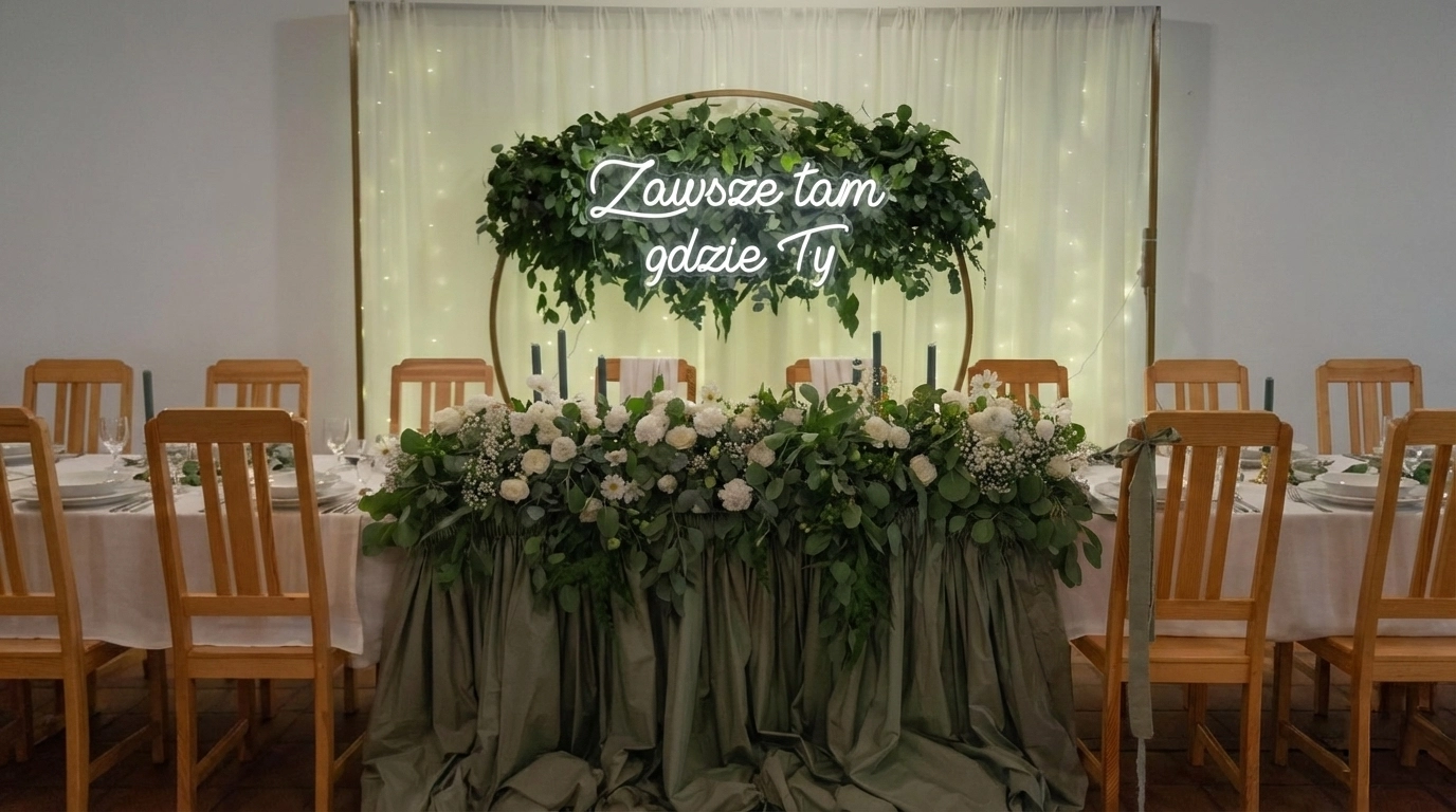 Neon LED na wesele Zawsze tam gdzie Ty - podświetlany napis na ściankę 110x50cm