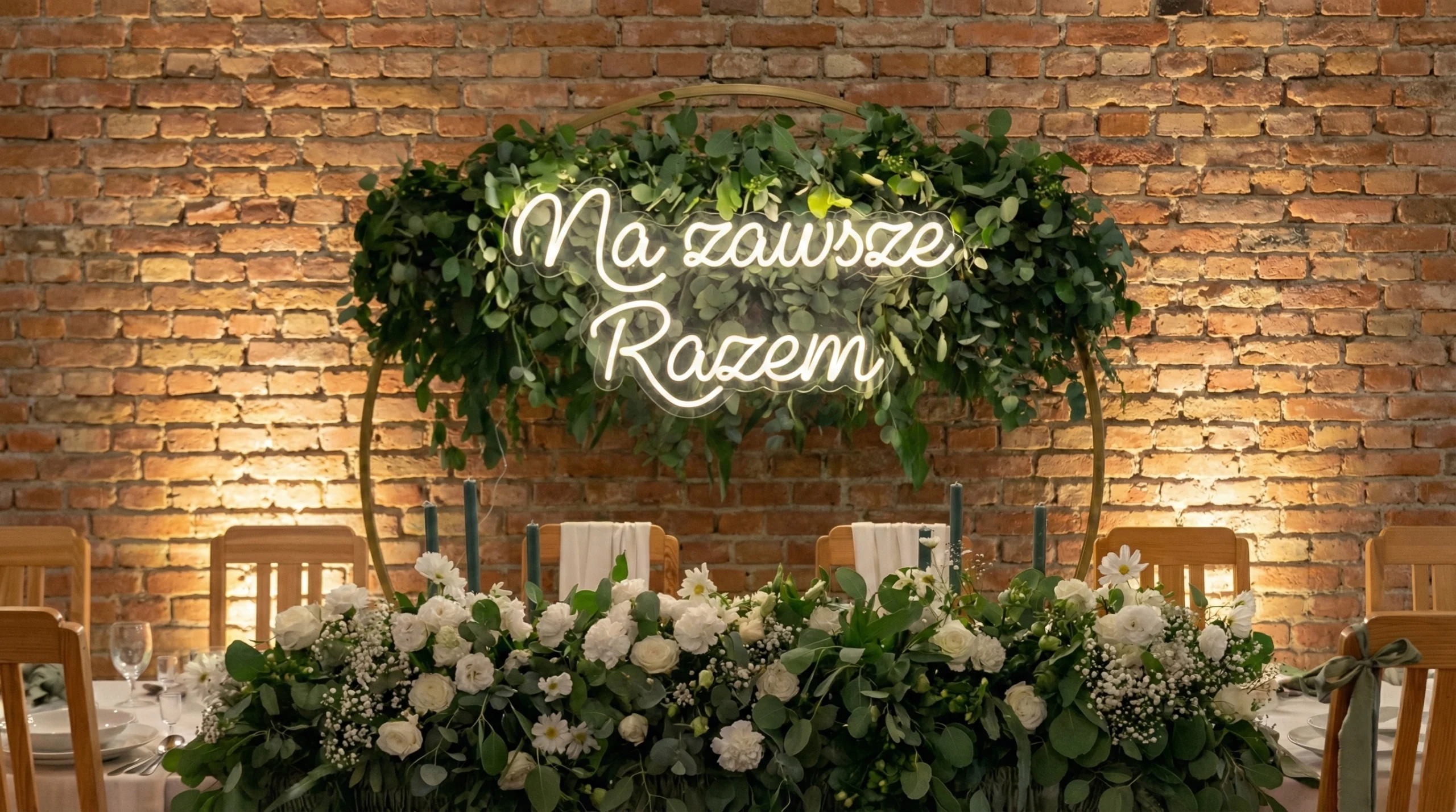 Neon LED na wesele Na zawsze Razem - podświetlany napis dekoracyjny 100x50cm