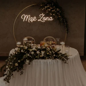 Neon na stół Państwa Młodych Mąż Żona – dekoracja świetlna 110x30cm