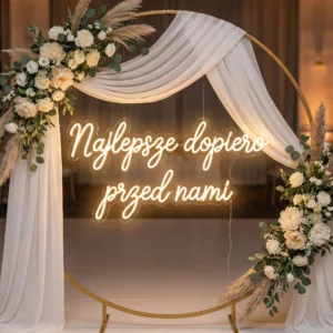 Neon w stylu boho Najlepsze dopiero przed nami – dekoracja na drewnianą ściankę
