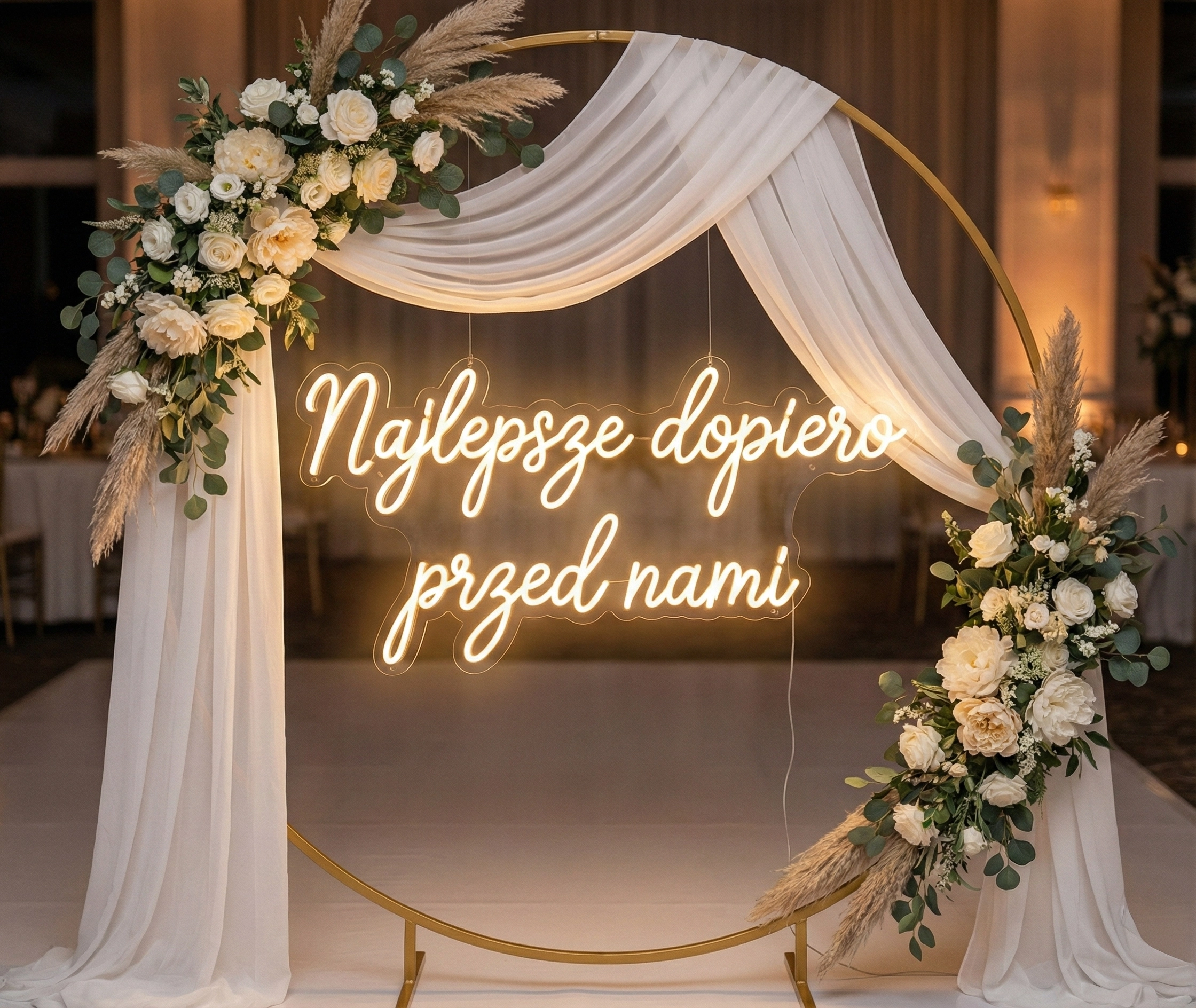 Neon w stylu boho Najlepsze dopiero przed nami – dekoracja na drewnianą ściankę