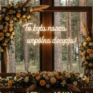 Neon LED na wesele To była nasza wspólna decyzja – zabawny napis świetlny 110x47cm