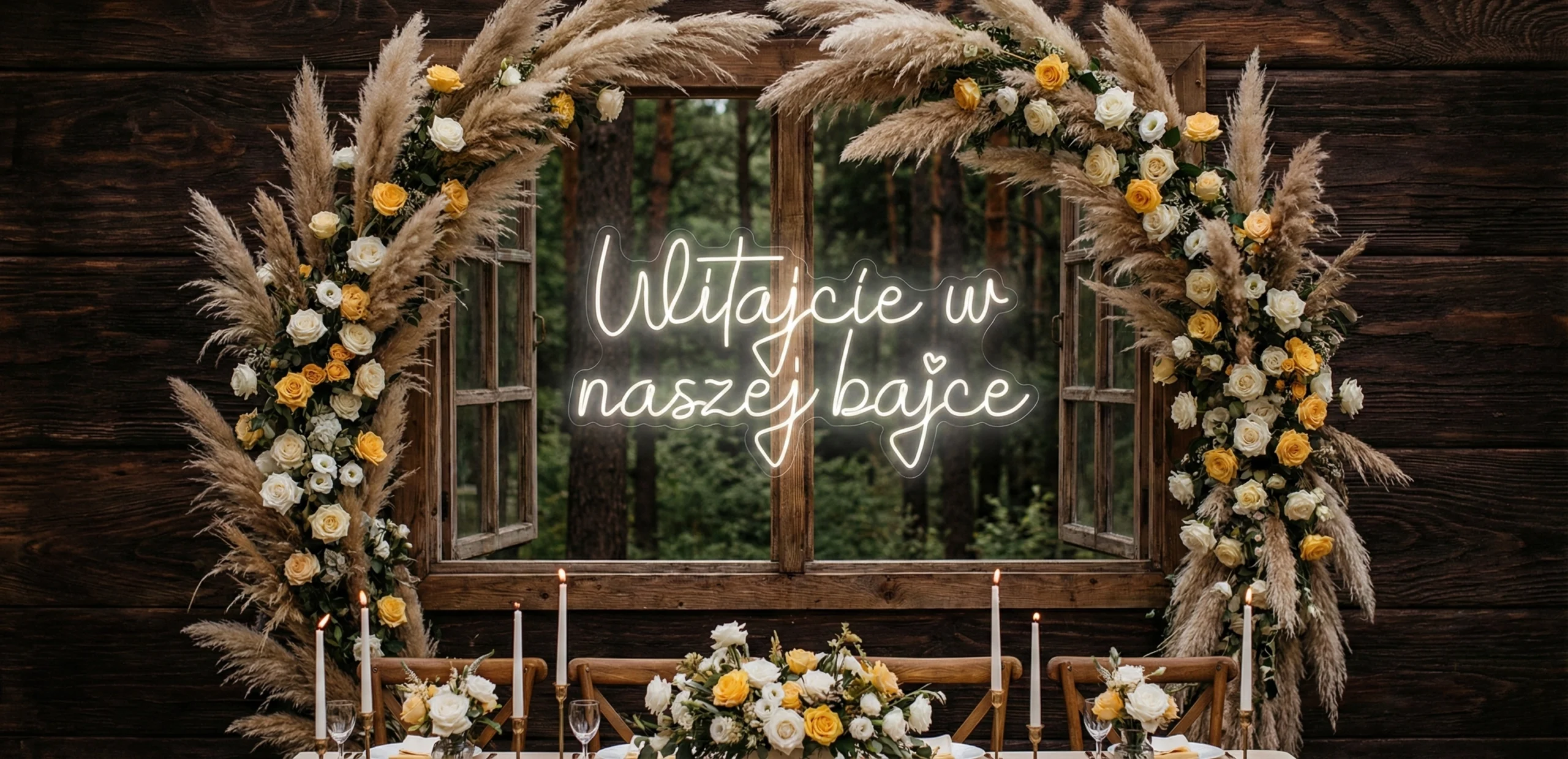 Neon LED na wesele Witajcie w naszej bajce – świecący napis powitalny 110x55cm