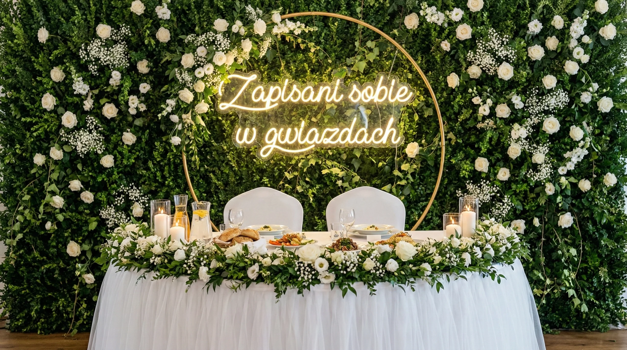 Magiczny neon na wesele Zapisani sobie w gwiazdach – napis o przeznaczeniu 110x45cm